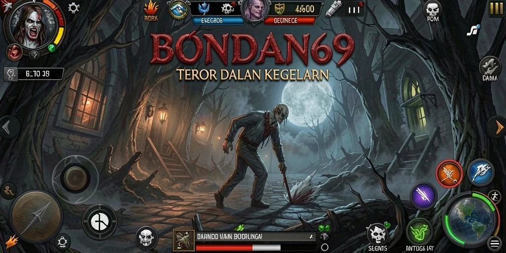 Menampilkan gameplay menegangkan di BONDAN69 dengan suasana gelap dan mencekam.