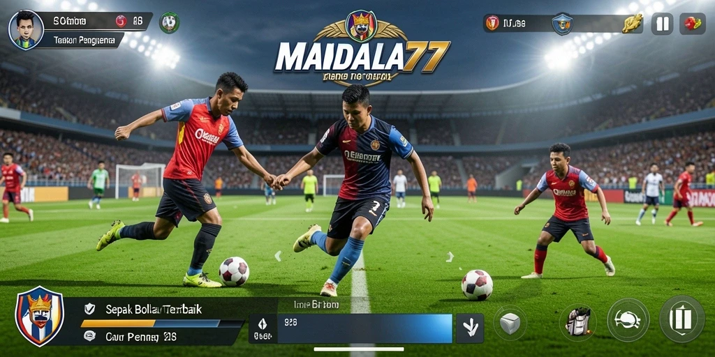 Screenshot MANDALA77 menunjukkan aksi seru permainan sepak bola.
