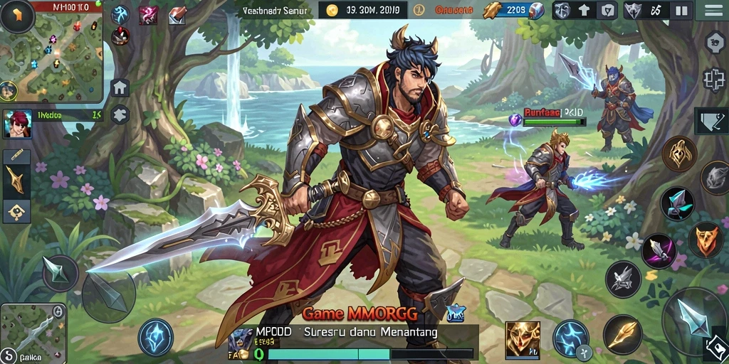 Screenshot gameplay MPOID menampilkan pertarungan seru dalam dunia MMORPG.