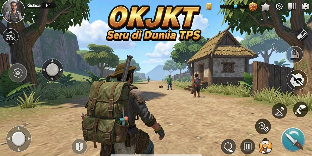 Screenshot gameplay OKJKT menampilkan aksi seru dalam pertarungan TPS.