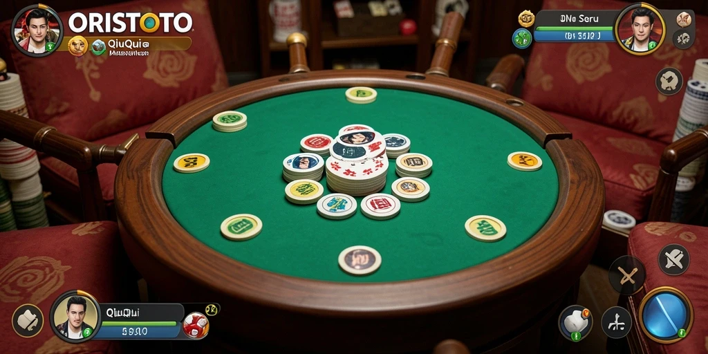 Tampilan gameplay seru di ORISTOTO dengan kartu QiuQiu.