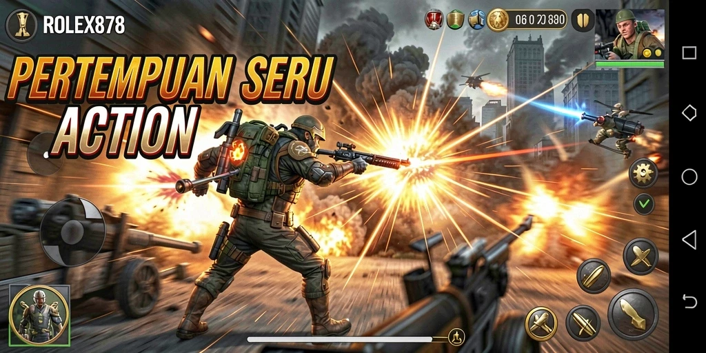 Tampilan menegangkan dari gameplay action di ROLEX878.