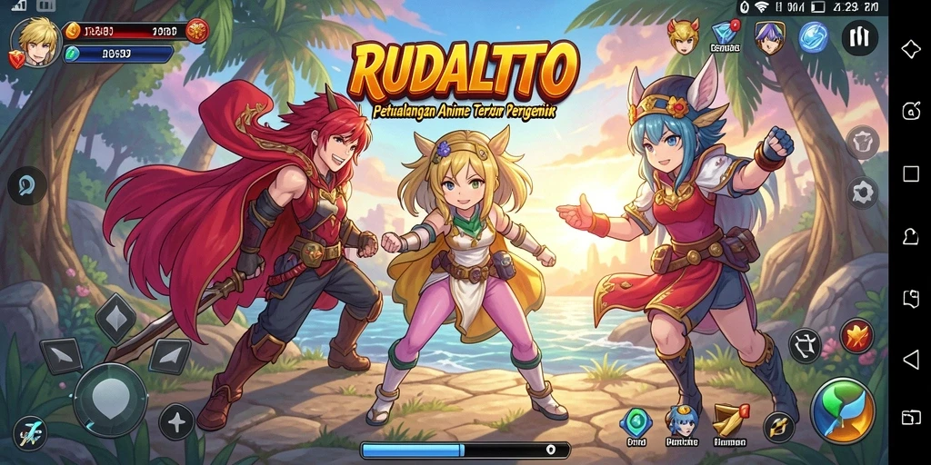 Tampilan menawan dari gameplay RUDALTOTO dengan karakter anime.