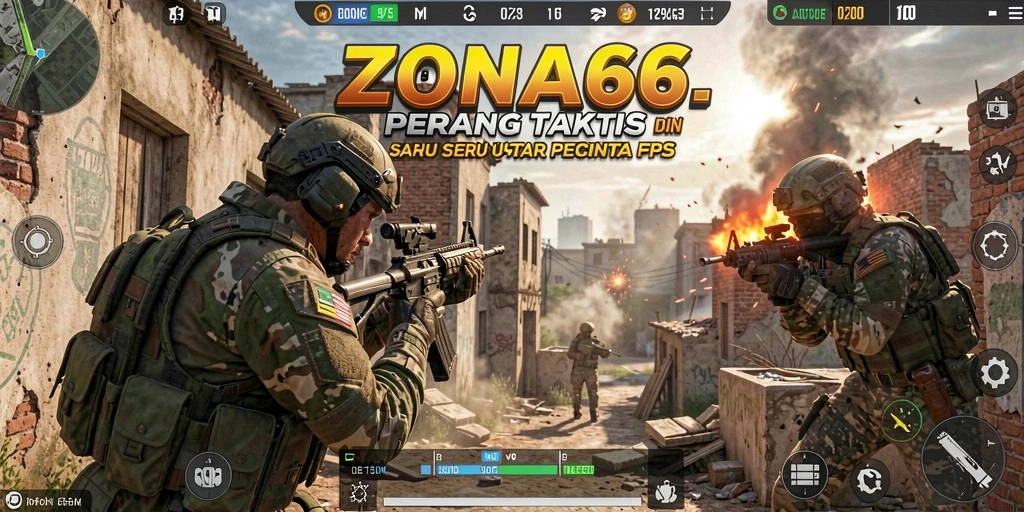 Screenshot gameplay ZONA66 menampilkan pertempuran seru dengan karakter aktif.